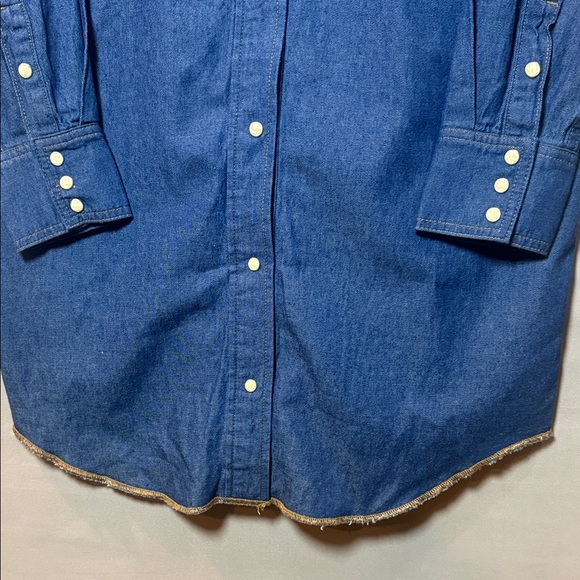 Wrangler x STAUD Denim Shirt Dress Western Cowgirl Boxy Small NWT - Picture 7 of 9